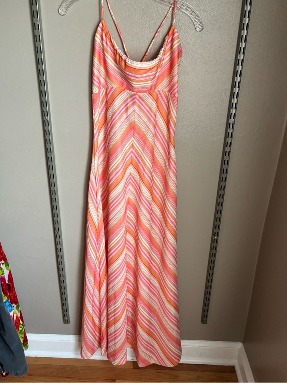 Vintage Sears - Pink and Orange Stripe Maxi Dress
